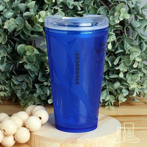 Starbucks Summer 2021 Matte Blue Leaf Plastic Tumbler 16oz